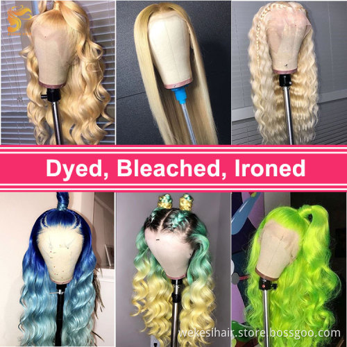 613 Closure Wigs For Black Women Human Hair Virgin Cuticle Aligned Hair Blonde Hd Lace Front Wig Straight 613 Full Lace Wigs